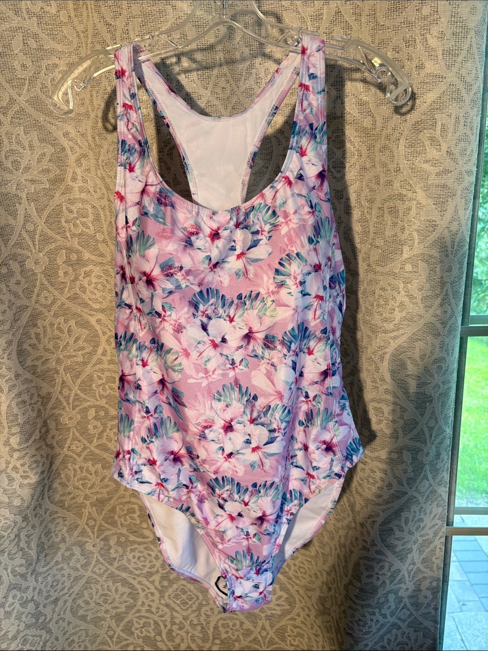 Nicole Miller XL Floral One-Piece Swimsuit - Pink - NWT